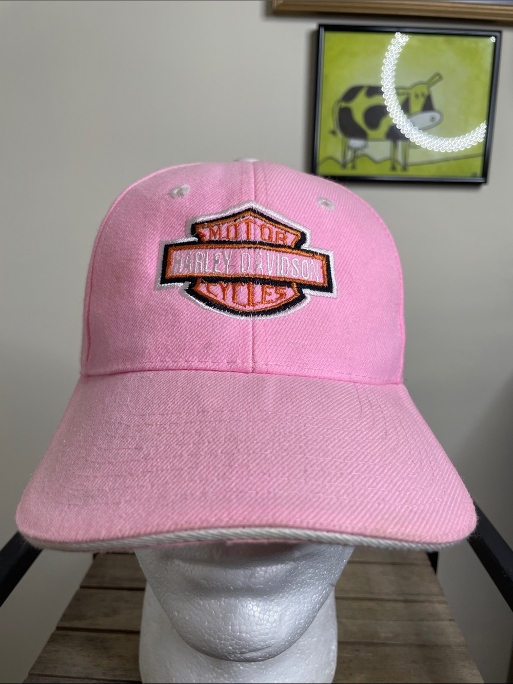 Harley-Davidson Pink Hat with Orange & Black Patch